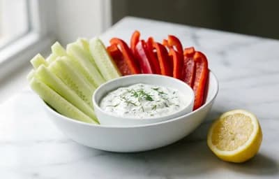 Cucumber and Pepper Sticks with Dill-Yogurt Dip