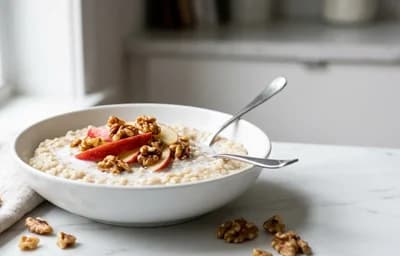 Barley Porridge with Apple and Walnuts