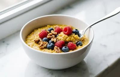 Turmeric Oatmeal with Berries and Walnuts