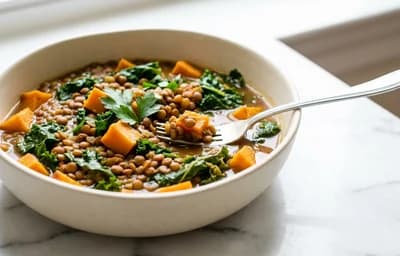Lentil and Sweet Potato Stew with Kale