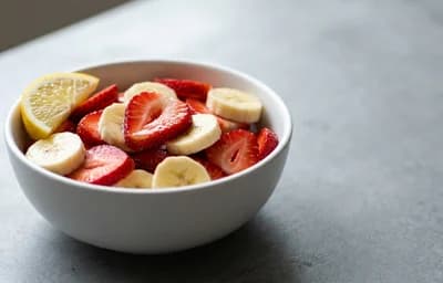 Sliced Strawberries and Bananas