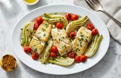 Sheet-Pan Halibut with Fennel