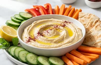 Hummus Platter with Crudités and Pita
