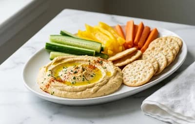 Hummus with Crudités and Rice Crackers