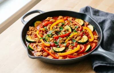 Turkey Skillet with Peppers and Zucchini