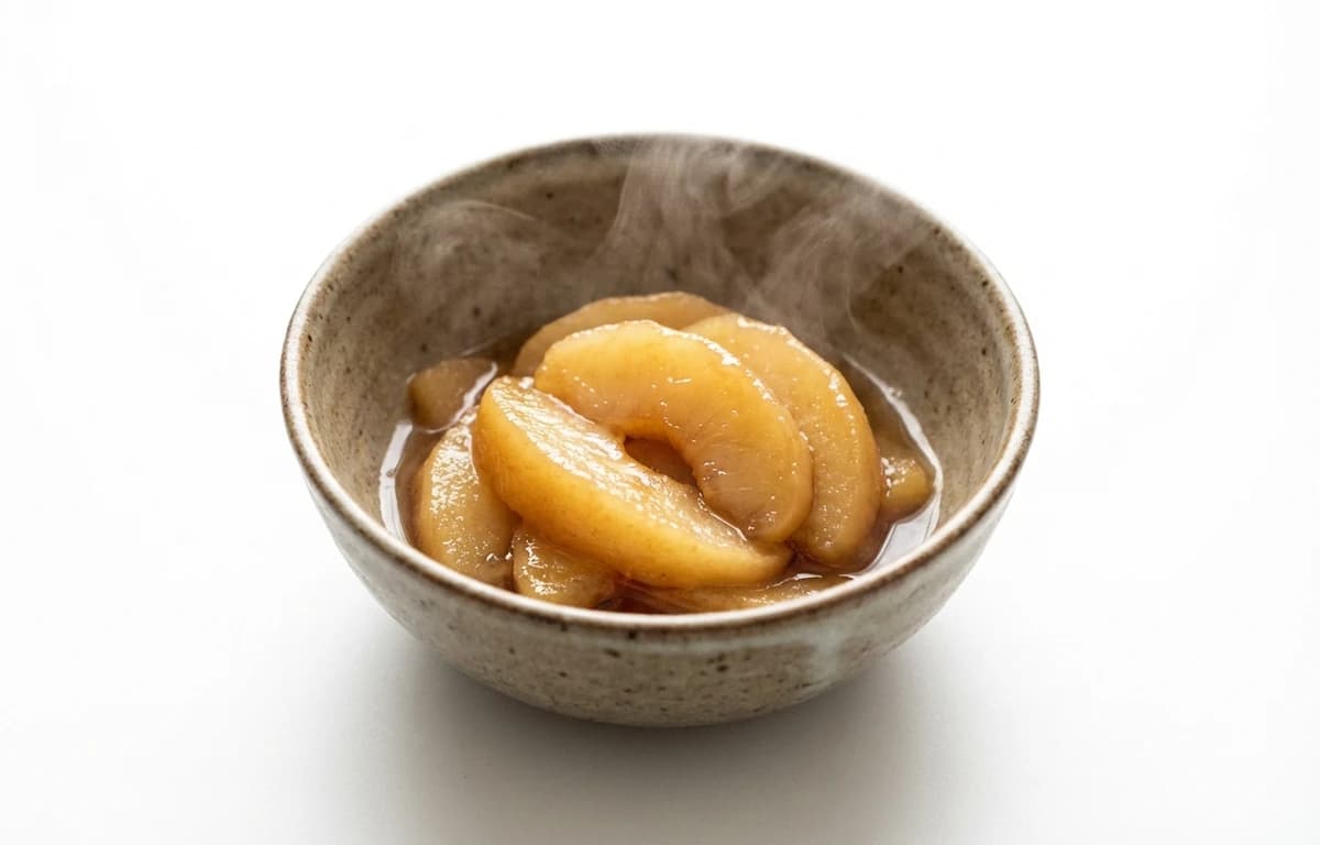 heated sweetened canned sliced apple