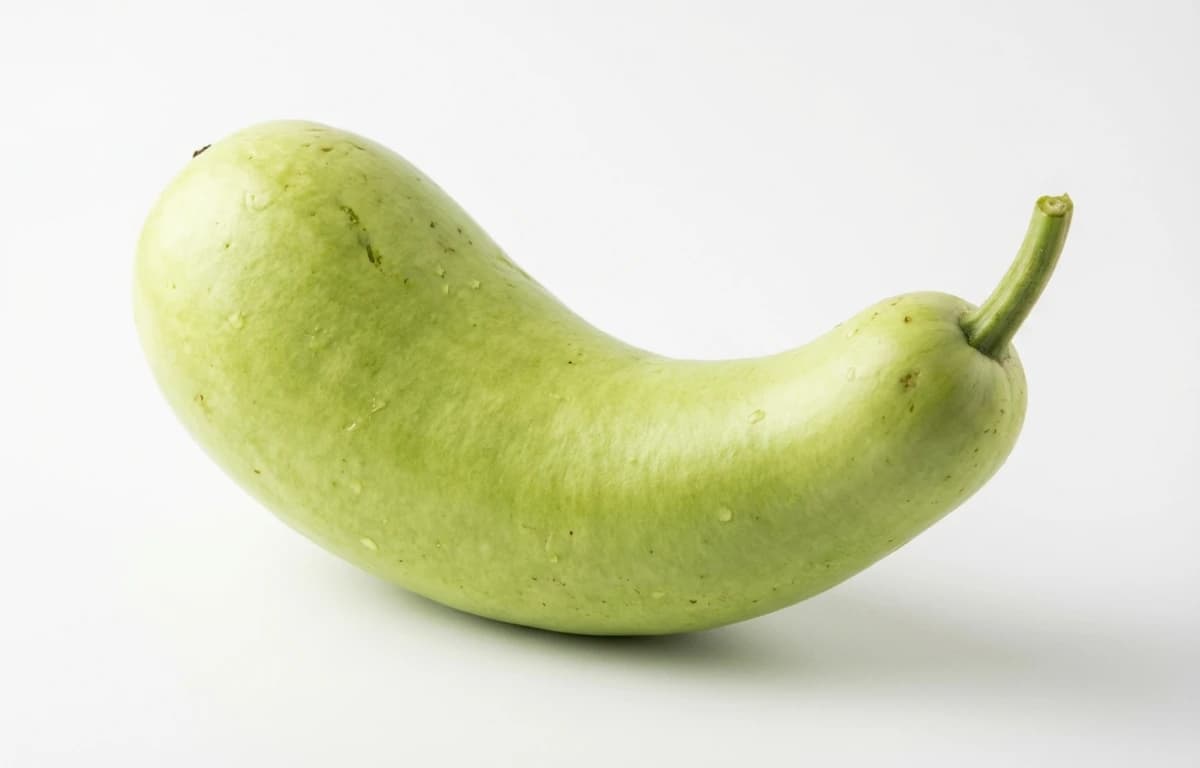 elongate pale green bottle gourd