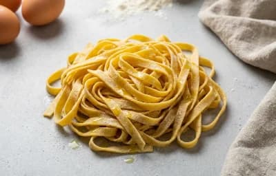 cooked homemade egg pasta