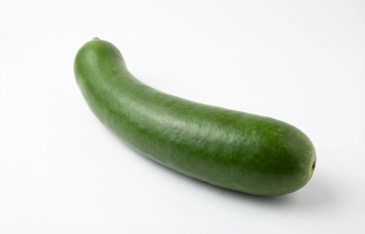 elongate dark green bottle gourd