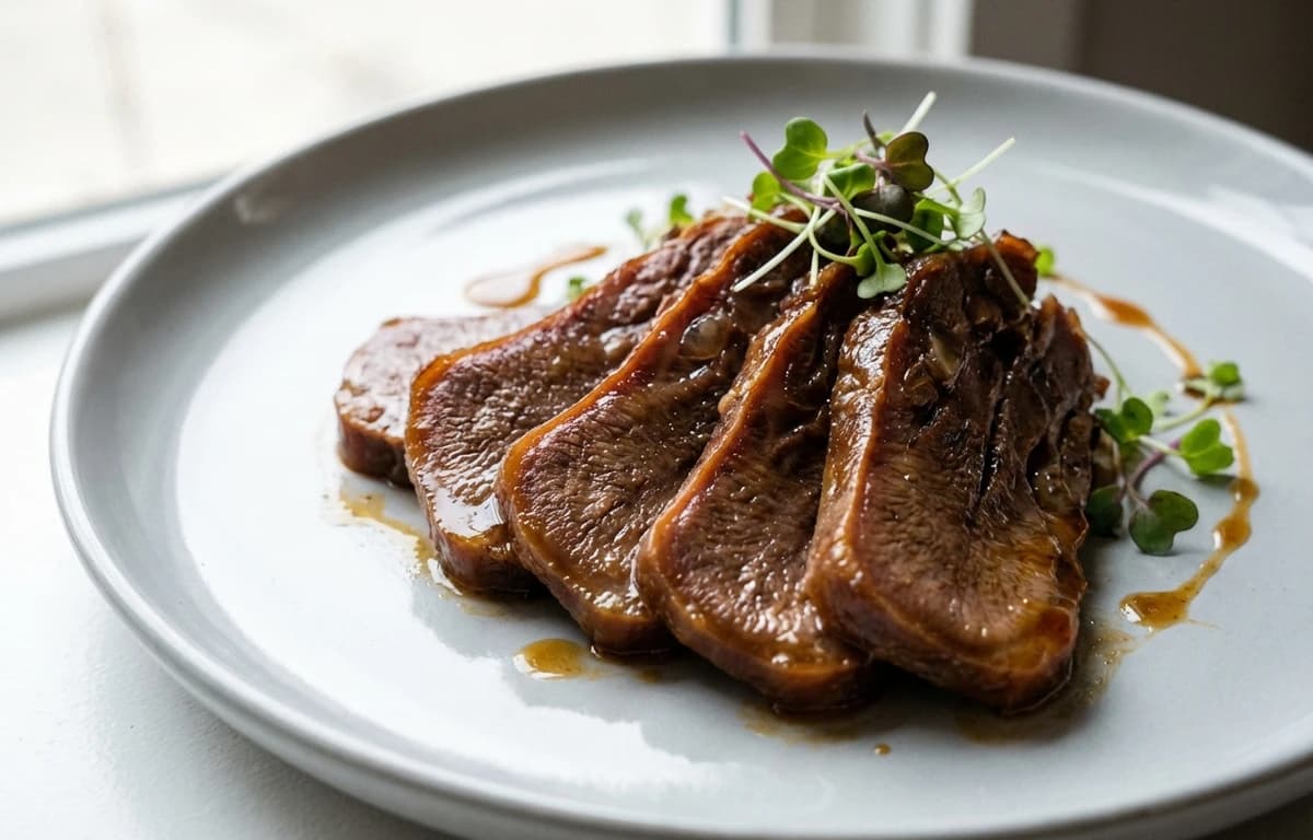 braised cooked lamb tongue