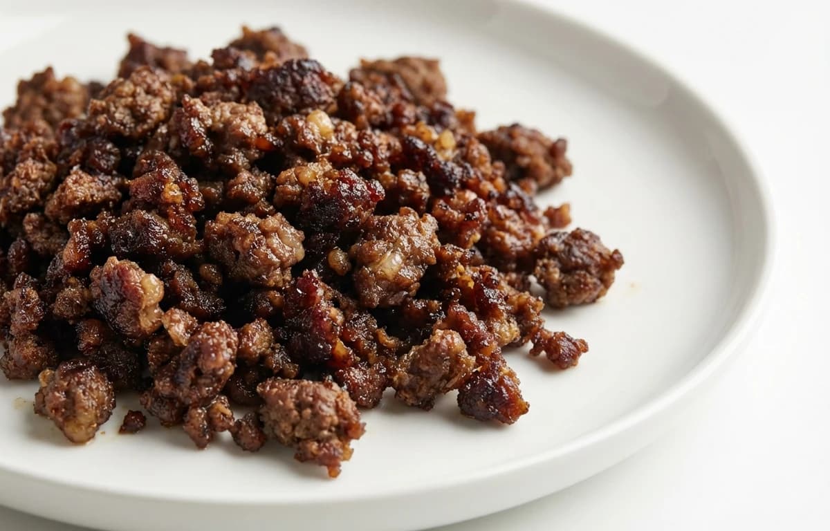 cooked pan-broiled ground emu