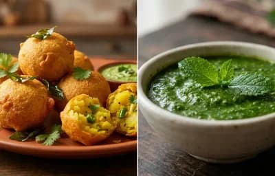 Aloo Bonda with Mint Chutney
