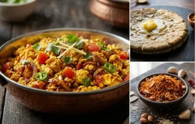 Anda Bhurji with Bajra Bhakri and Dry Garlic Chutney