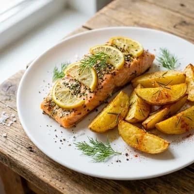 Lemon Dill Salmon with Roasted Potatoes