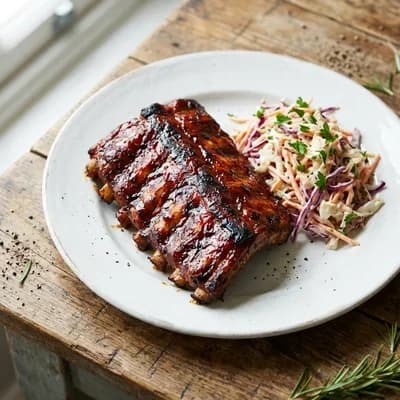 BBQ Pork Ribs, Coleslaw, Corn on the Cob and Cornbread