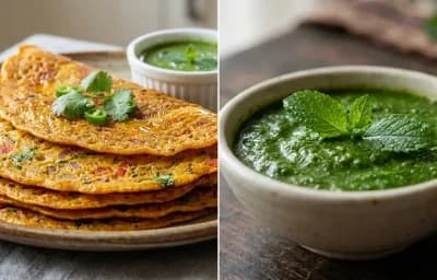 Besan Cheela with Mint Chutney