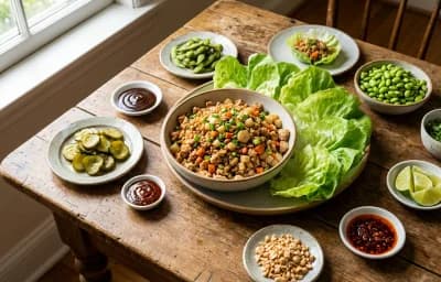 Chicken and Vegetable Filling with Crisp Lettuce Cups