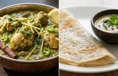 Chicken Green Masala with Neer Dosa