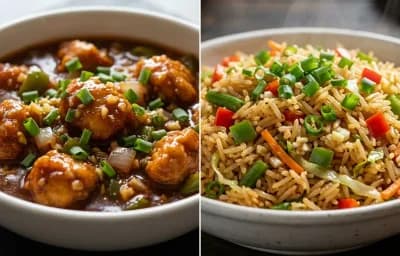 Chicken Manchurian Gravy with Veg Fried Rice