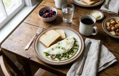 Veggie Egg White Omelet with White Toast