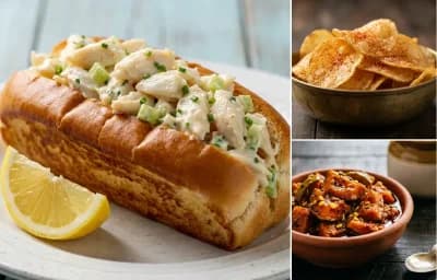 Crab Roll with Potato Chips and Mango Pickle