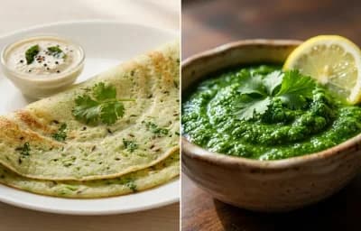 Cucumber Dosa with Coriander Chutney