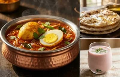 Egg Masala with Chapati and Sol Kadhi