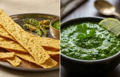 Fafda with Green Chili Chutney