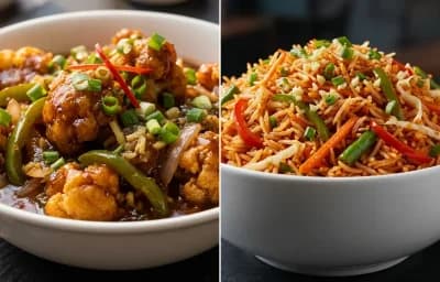 Gobi Manchurian Gravy with Schezwan Fried Rice