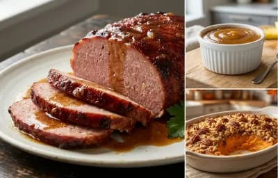 Ham Loaf with Pineapple Glaze and Sweet Potato Casserole