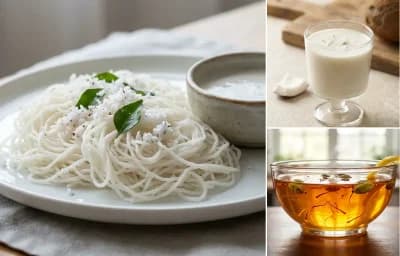 Idiyappam with Coconut Milk and Chashni