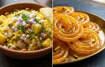 Kanda Poha with Jalebi