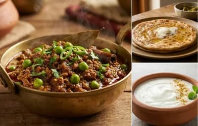 Keema Matar, Paratha and Dahi