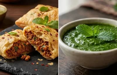 Lukhmi with Mint Chutney