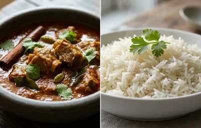 Mutton Gassi with Boiled Rice