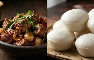 Mutton Sukka with Goan Sannas