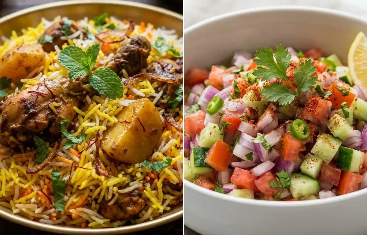 Odia Chicken Biryani with Kachumber Salad