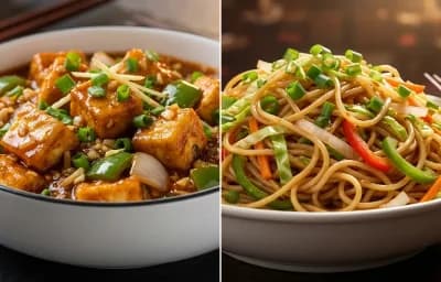 Paneer Manchurian Gravy with Veg Hakka Noodles