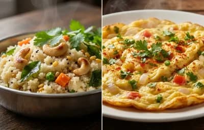 Rava Upma with Masala Omelette