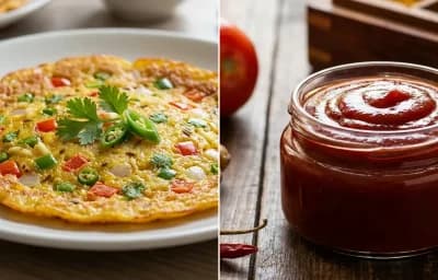 Sooji Cheela with Tomato Ketchup