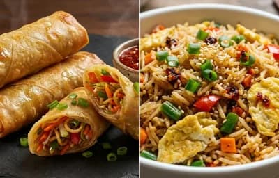 Spring Roll with Egg Fried Rice