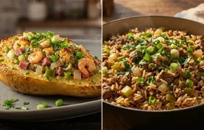 Stuffed Mirliton with Dirty Rice