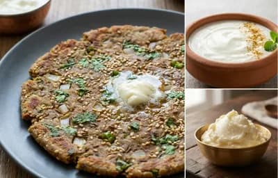 Thalipeeth with Dahi and White Butter