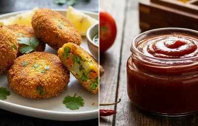 Vegetable Cutlet with Tomato Ketchup