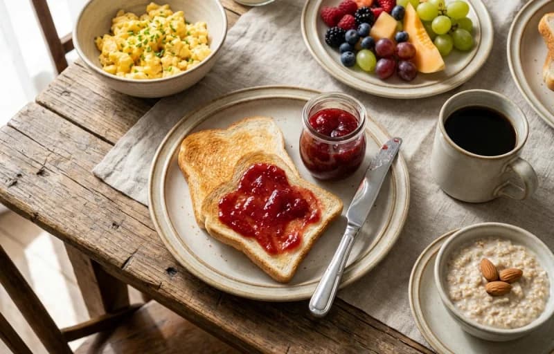 White Toast with Strawberry Jam