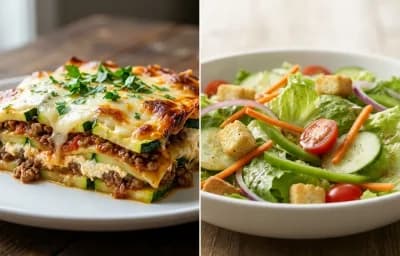 Zucchini Lasagna with Garden Salad