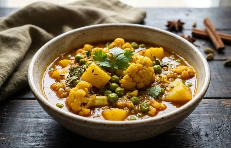 Aloo Gobi Matar with Laccha Paratha - Recipe 1