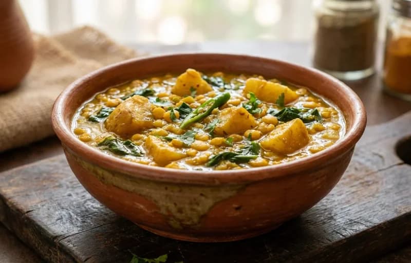 Aloo Methi Chana Dal with Jonna Rotte - Recipe 1