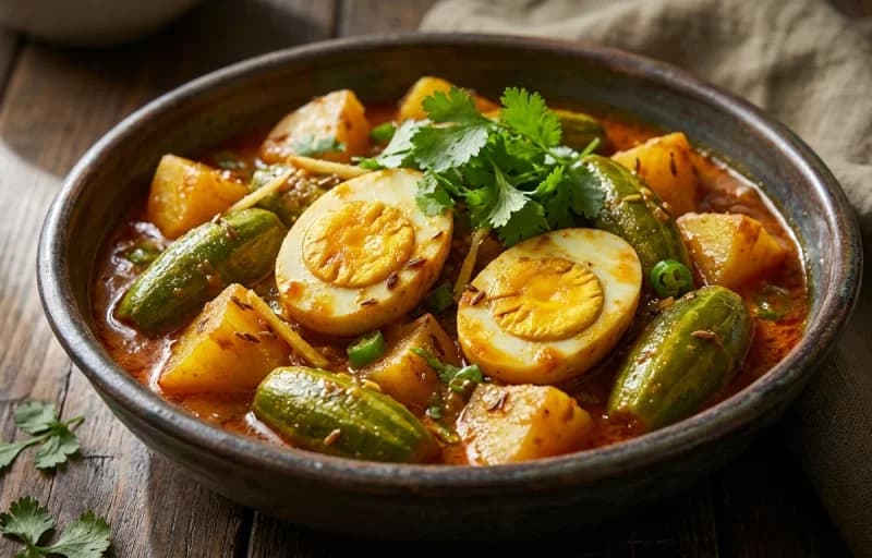 Aloo Parwal with Egg, Phulka and Dal Tadka - Recipe 1