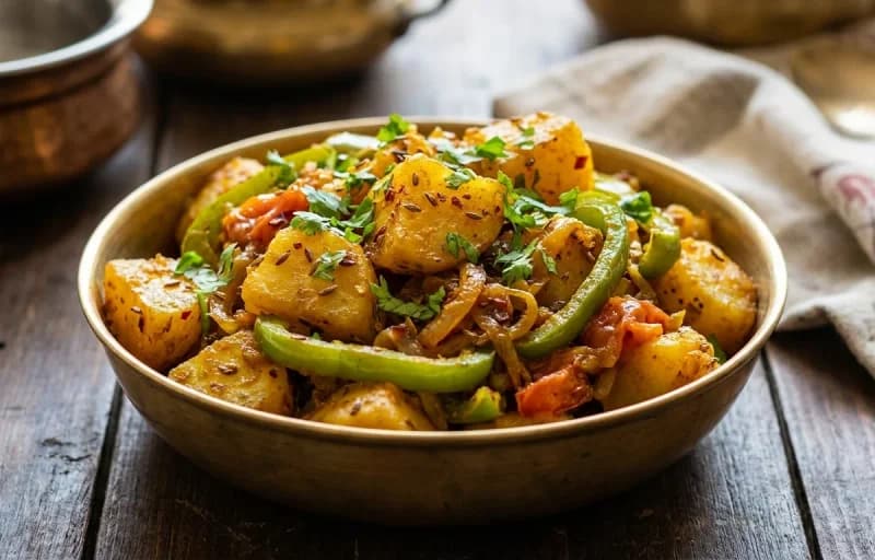 Aloo Shimla Mirch with Phulka - Recipe 1